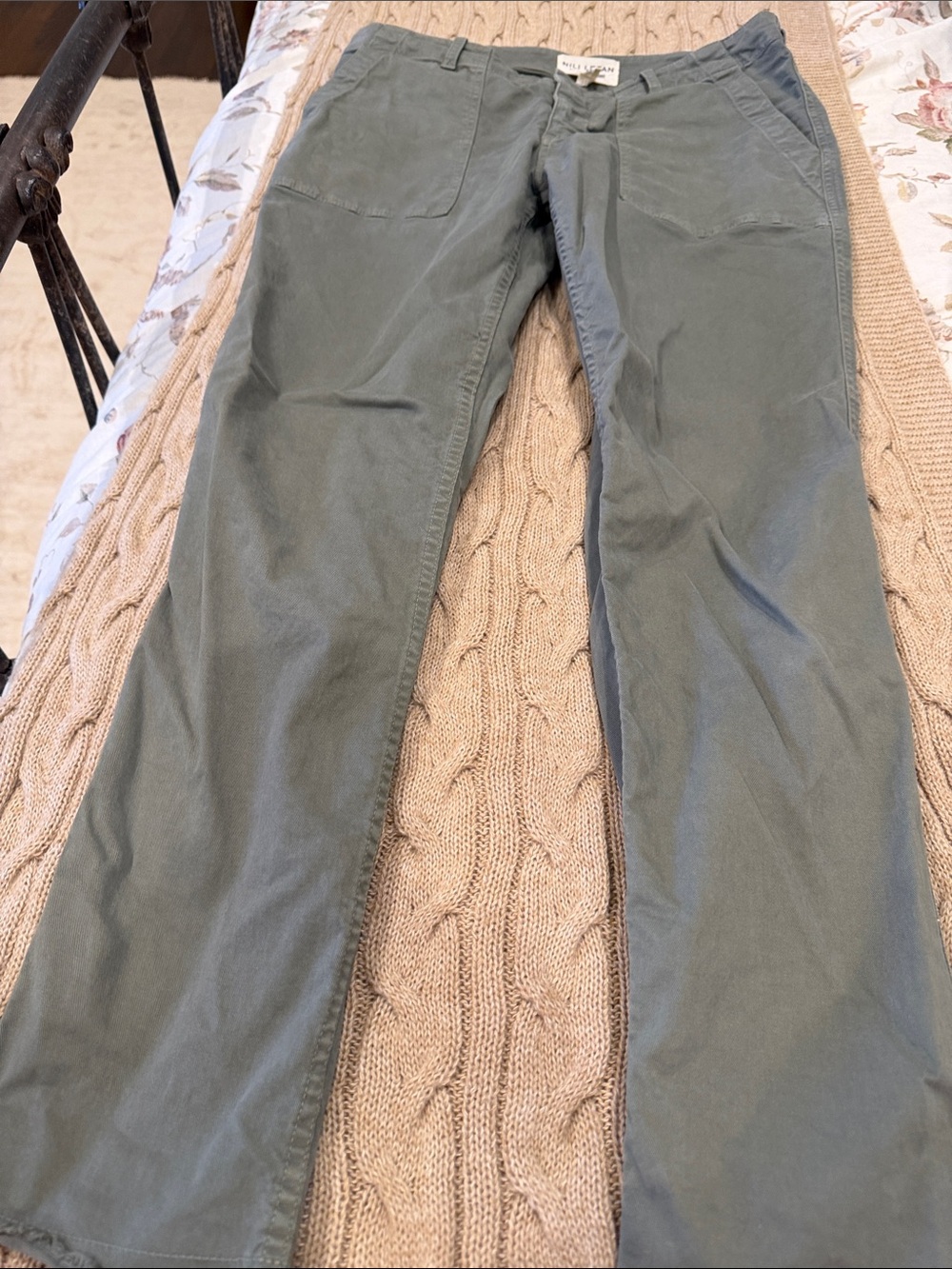 Nili Lotan Slate Green Straight-Leg Women’s Jeans